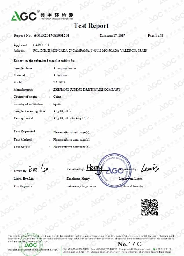 Cup Certification Certificate