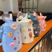 1L large capacity DIY cartoon belly insulated bottle